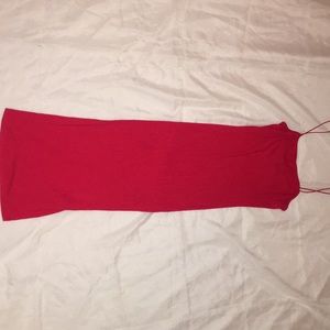 Red slip dress